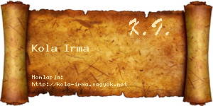 Kola Irma névjegykártya