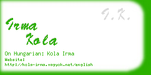 irma kola business card